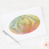 Het Man in de Maze - Tribaal goud zilver Ovale Sticker (Envelop)