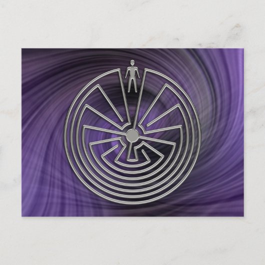 Het Man in de Maze - zilver | paarse draf Briefkaart (Voorkant)