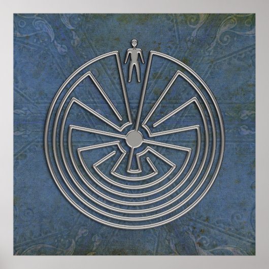 Het Man in de Maze - zilver Poster (Voorkant)