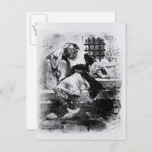 Het Man in het ijzermasker in zijn gevangenis Briefkaart (Voorkant / Achterkant)