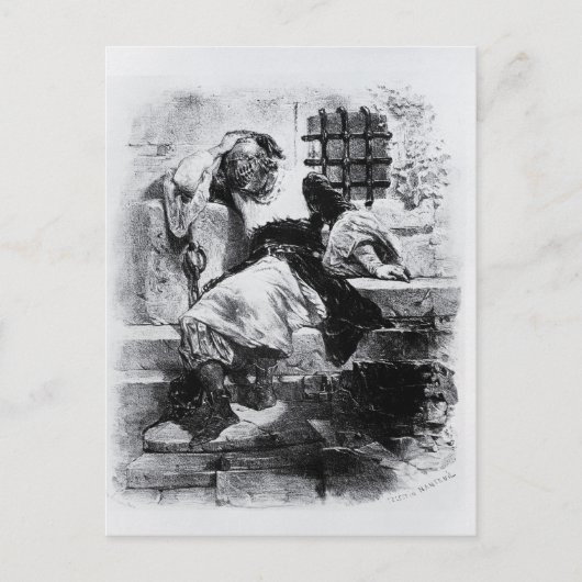 Het Man in het ijzermasker in zijn gevangenis Briefkaart (Voorkant)