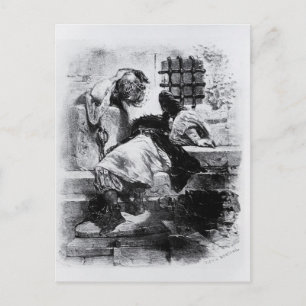 Het Man in het ijzermasker in zijn gevangenis Briefkaart