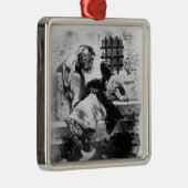 Het Man in het ijzermasker in zijn gevangenis Metalen Ornament (Rechts)