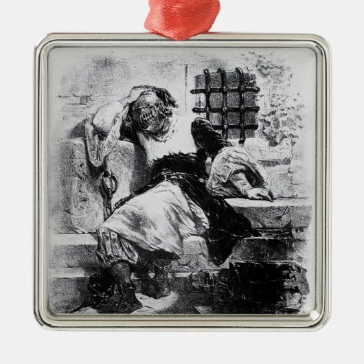 Het Man in het ijzermasker in zijn gevangenis Metalen Ornament (Voorkant)