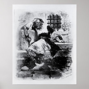 Het Man in het ijzermasker in zijn gevangenis Poster