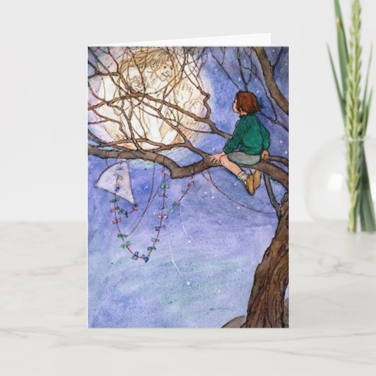 Het Man in het  Wenskaart van de Maan Kaart (Voorkant)