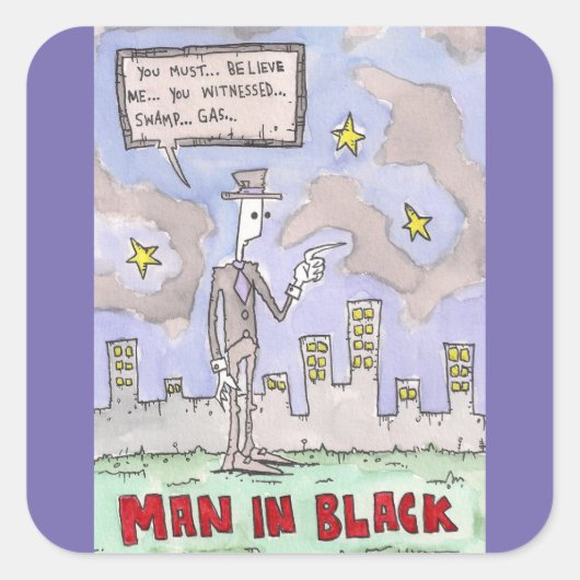Het Man in het zwart Vierkante Sticker (Voorkant)