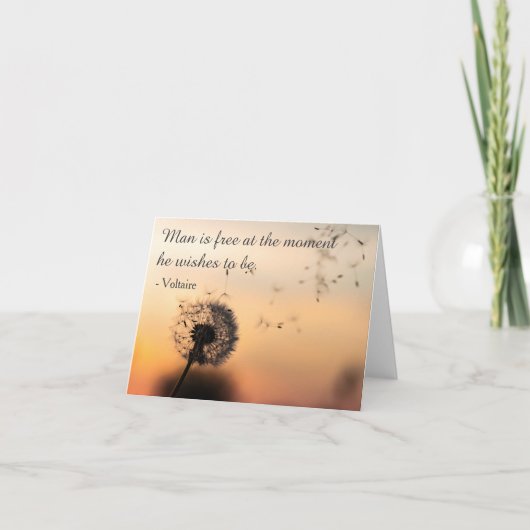 Het man is Vrij Citaat Voltaire Kaart (Voorkant)