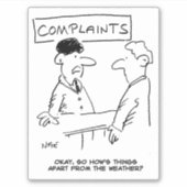 Het man klaagt over de Cartoon van het Weer. Sticker (Voorkant)