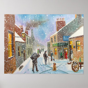 het man kolen winter Brits straatbeeld Poster