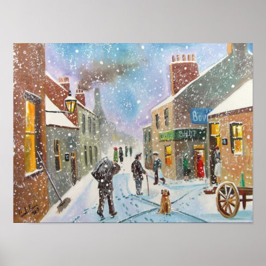 het man kolen winter Brits straatbeeld Poster (Voorkant)