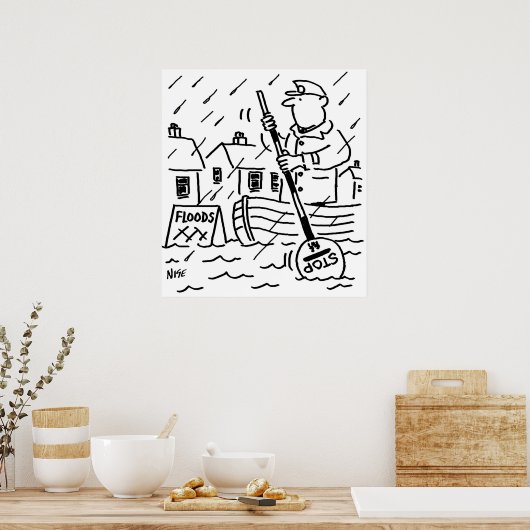 Het Man Lollipop Roept een boot in de overstroming Poster (Keuken)