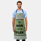 Het Man met het Plan Green en Gingham Schort (Gedragen)