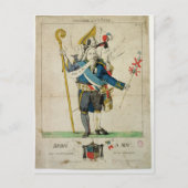 Het Man met zes hoofden, karikatuur van Charles Briefkaart (Voorkant)