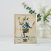 Het Man met zes hoofden, karikatuur van Charles Briefkaart (Staand voorkant)