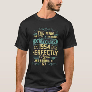 Het Man Myth Legend van oktober 1954 67th Birt T-shirt