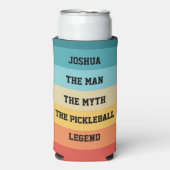 Het Man, Myth, Pickleball Legend Gepersonaliseerde Seltzer Blikjeskoeler (Seltzer Voorkant)