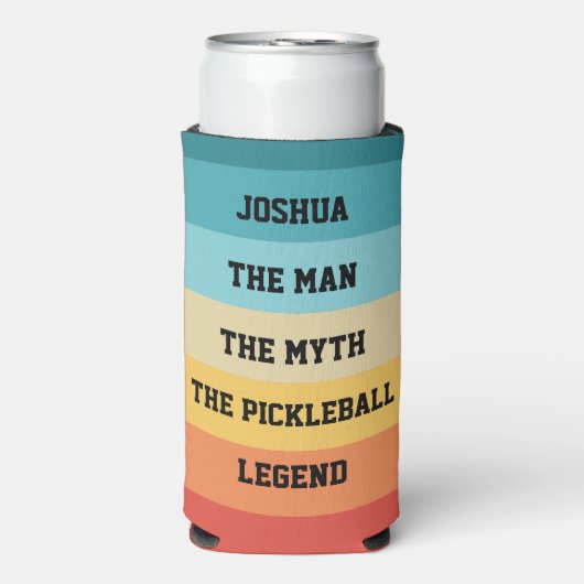 Het Man, Myth, Pickleball Legend Gepersonaliseerde Seltzer Blikjeskoeler (Seltzer Voorkant)