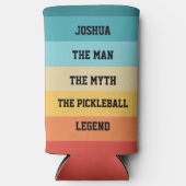 Het Man, Myth, Pickleball Legend Gepersonaliseerde Seltzer Blikjeskoeler (Voorkant)