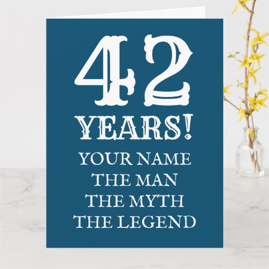 Het man mythe legende leuk 42e verjaardag kaart vo (Gele Bloem)