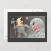 Het Man op de Maan  Nieuwjaar Feestdagenkaart (Voorkant / Achterkant)