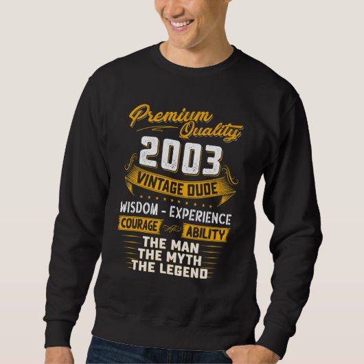 Het Man The Myth Legend 2003 20th Birthday Gift 20 Trui (Voorkant)