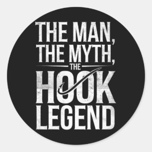 Het Man The Myth The Hook Legend Vist Dad Funny Ronde Sticker