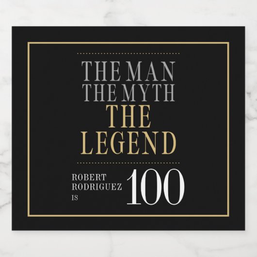Het Man The Myth The Legend 100th Birthday Bier Etiket (Enkel label)