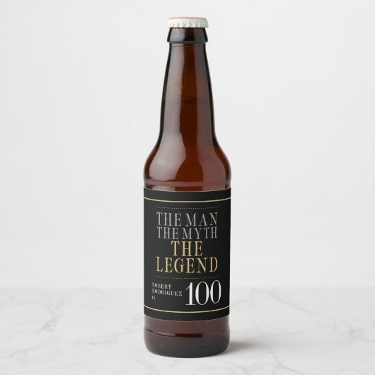 Het Man The Myth The Legend 100th Birthday Bier Etiket (Voorkant)