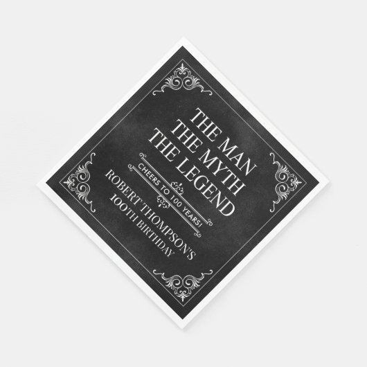 Het Man The Myth The Legend 100th Birthday Black Servet (Hoek)