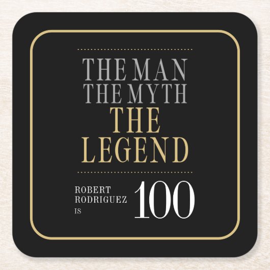 Het Man The Myth The Legend 100th Birthday Kartonnen Onderzetters (Voorkant)