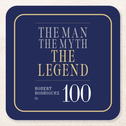 Het Man The Myth The Legend 100th Birthday Kartonnen Onderzetters (Voorkant)