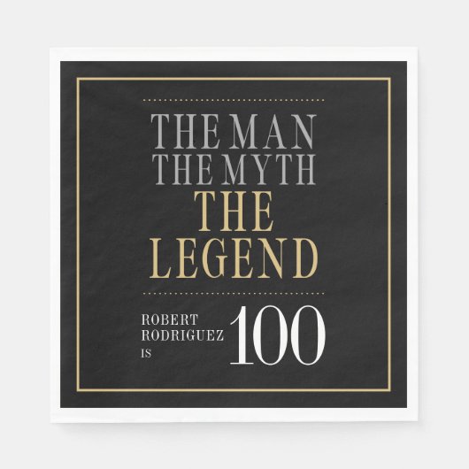 Het Man The Myth The Legend 100th Birthday Servet (Voorkant)