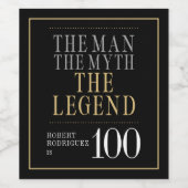 Het Man The Myth The Legend 100th Birthday Wijn Etiket (Enkel label)