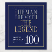 Het Man The Myth The Legend 100th Birthday Wijn Etiket (Enkel label)