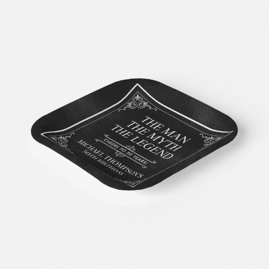 Het Man The Myth The Legend 50th Birthday Black Papieren Bordje (Gebogen)