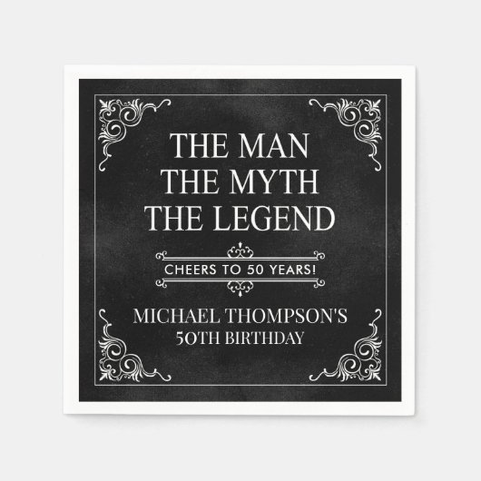Het Man The Myth The Legend 50th Birthday Black Servet (Voorkant)