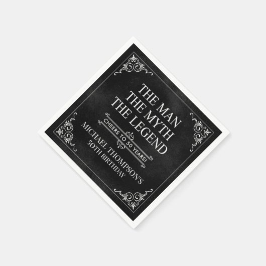 Het Man The Myth The Legend 50th Birthday Black Servet (Hoek)