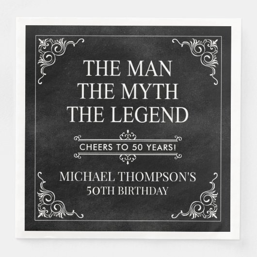 Het Man The Myth The Legend 50th Birthday Black Servet (Voorkant)