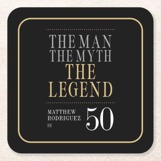 Het Man The Myth The Legend 50th Birthday Kartonnen Onderzetters (Voorkant)
