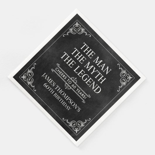 Het Man The Myth The Legend 60th Birthday Black Servet (Hoek)
