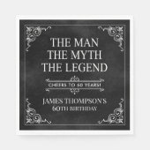 Het Man The Myth The Legend 60th Birthday Black Servet (Voorkant)