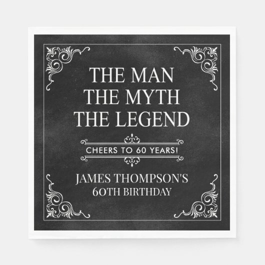 Het Man The Myth The Legend 60th Birthday Black Servet (Voorkant)