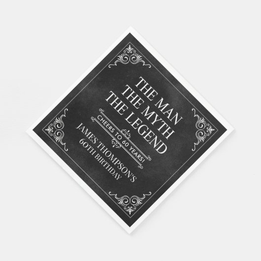 Het Man The Myth The Legend 60th Birthday Black Servet (Hoek)