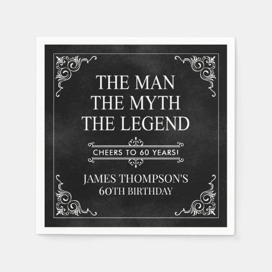 Het Man The Myth The Legend 60th Birthday Black Servet (Voorkant)