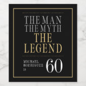 Het Man The Myth The Legend 60th Birthday Wijn Etiket (Enkel label)