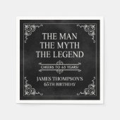 Het Man The Myth The Legend 65th Birthday Black Servet (Voorkant)