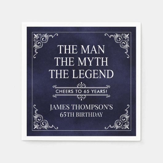 Het Man The Myth The Legend 65th Birthday Servet (Voorkant)