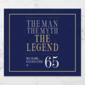 Het Man The Myth The Legend 65th Birthday Sparkling Wijnetiket (Enkel label)