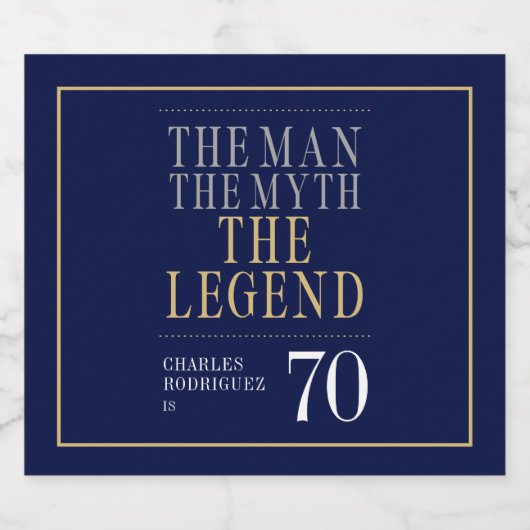 Het Man The Myth The Legend 70th Birthday Bier Etiket (Enkel label)